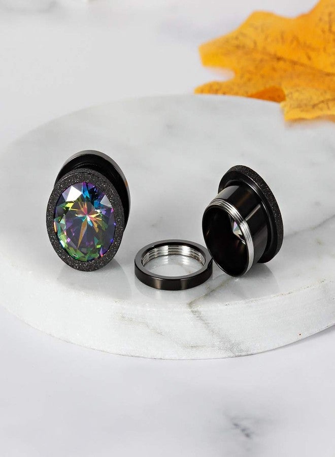 TBOSEN 8 PCS Black Fashion Ear Tunnels Plugs Gauges Stainless Steel Expander Stretcher Piercings - Image 2
